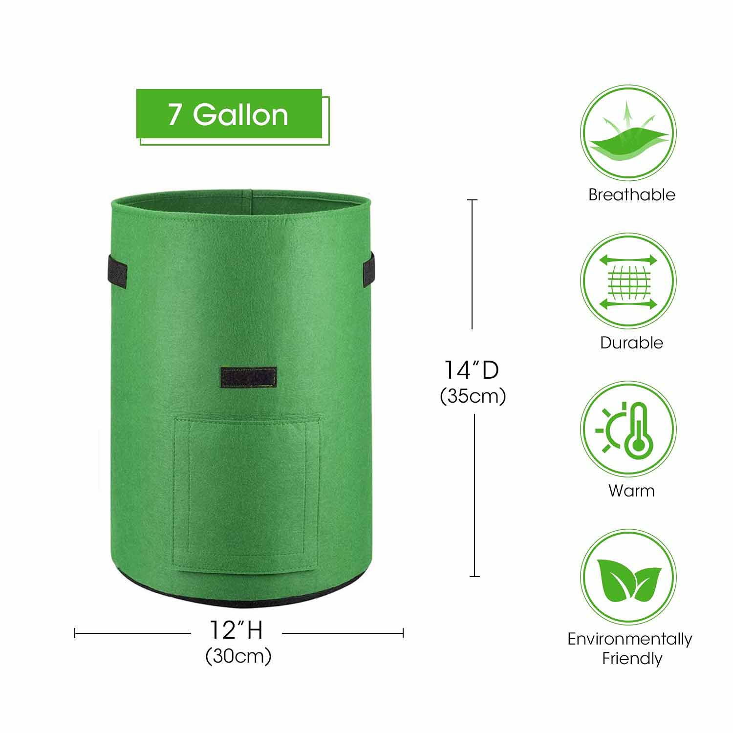5-Pack 5 Gallons Plant Grow Bag Potato Container Pots with Handles Garden Planter V324-GD-5XPOGROWBG7G