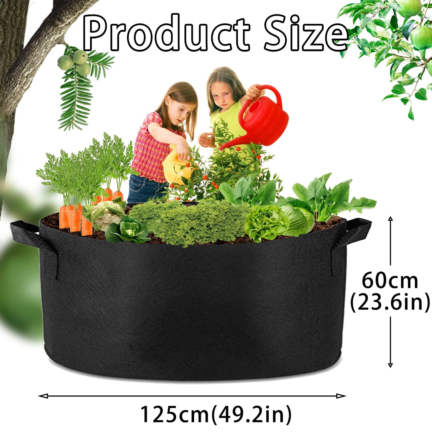 1 Pack 100 Gallon 100cm 50cm Grow Bag Heavy Duty Thickened Plant Pots with Handles for Farming Gardening Tree V324-GD-GROWBG10050CM