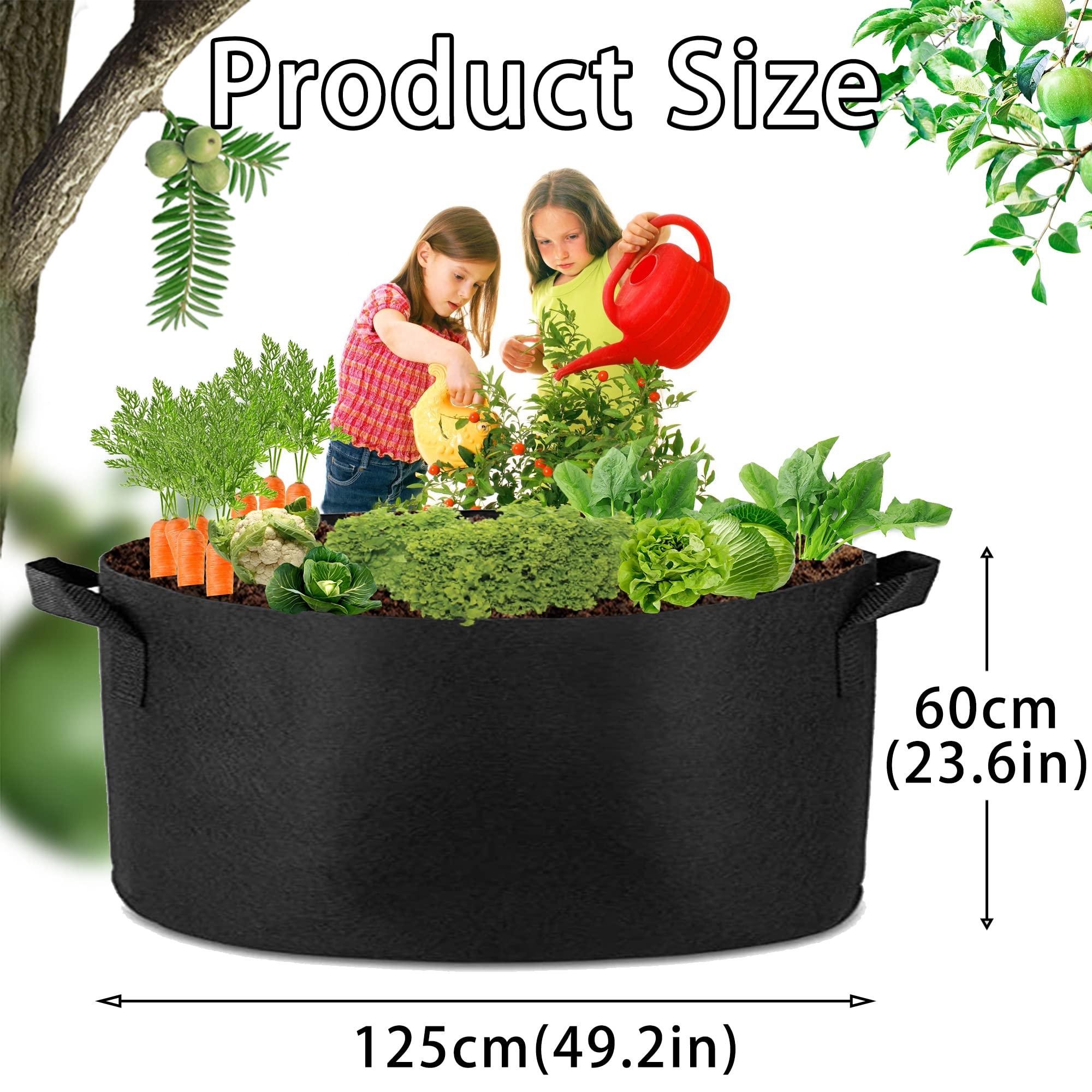 1 Pack 100 Gallon 100cm 50cm Grow Bag Heavy Duty Thickened Plant Pots with Handles for Farming Gardening Tree V324-GD-GROWBG10050CM