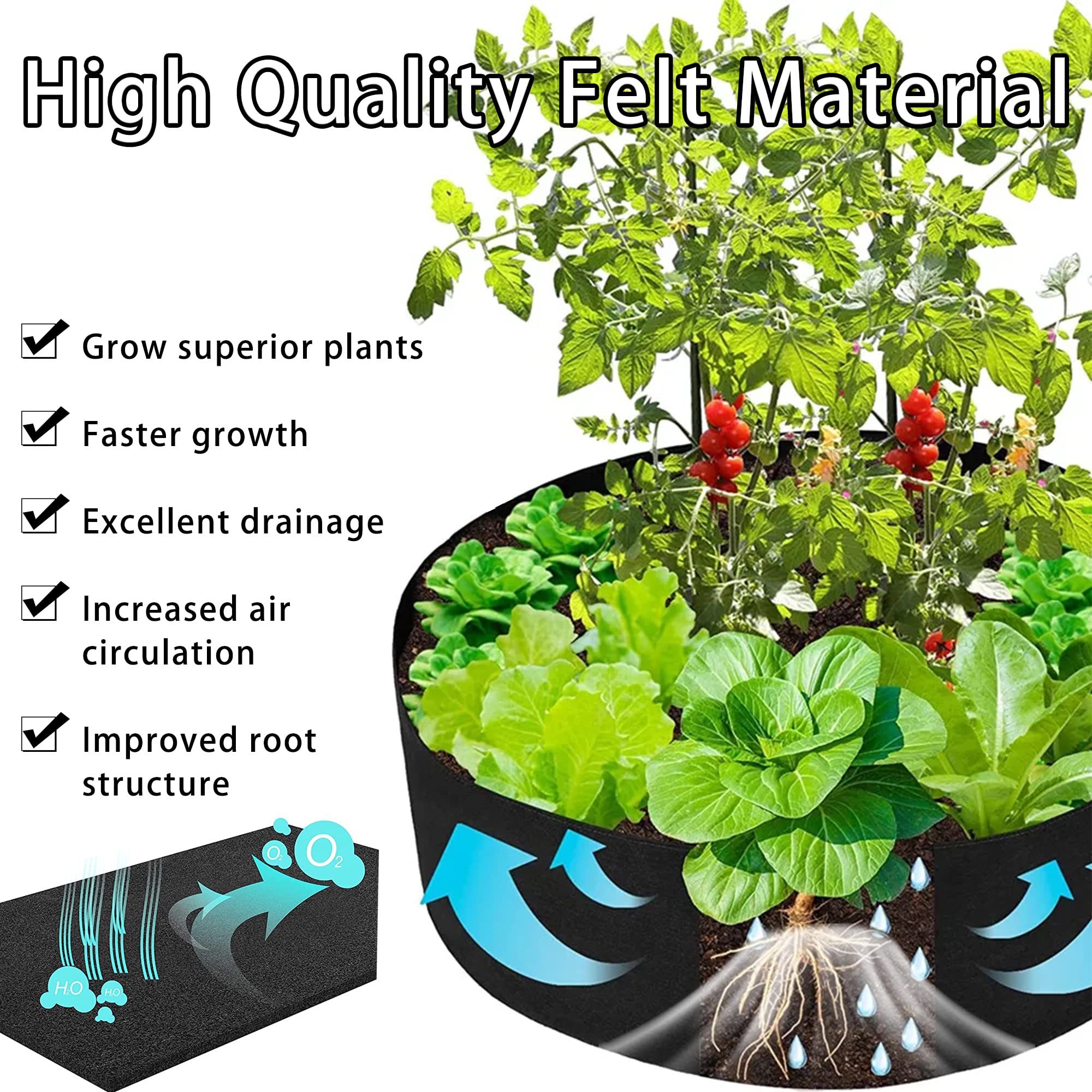 1 Pack 200 Gallon 125cm 60cm Grow Bag Heavy Duty Thickened Plant Pots with Handles for Farming Gardening Tree V324-GD-GROWBG12560CM