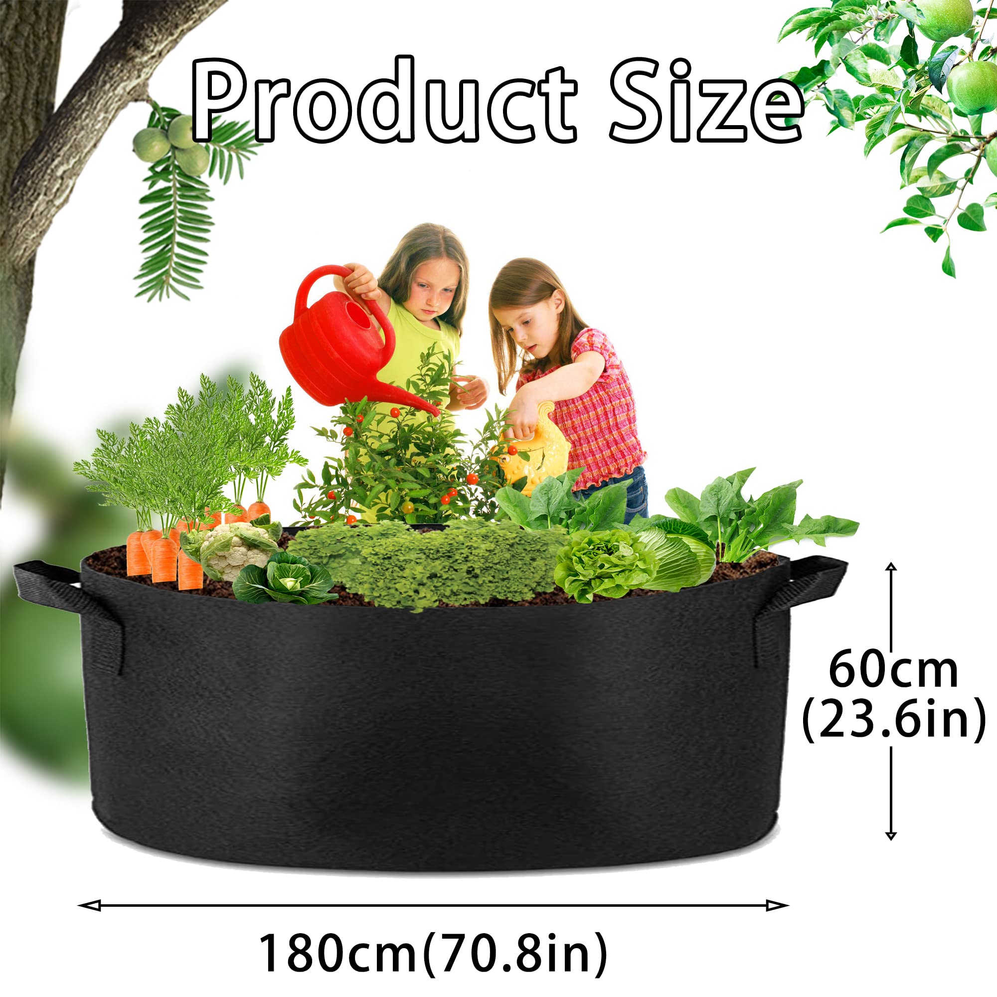 1 Pack 400 Gallon 180cm 60cm Grow Bag Heavy Duty Thickened Plant Pots with Handles for Farming Gardening Tree V324-GD-GROWBG18060CM