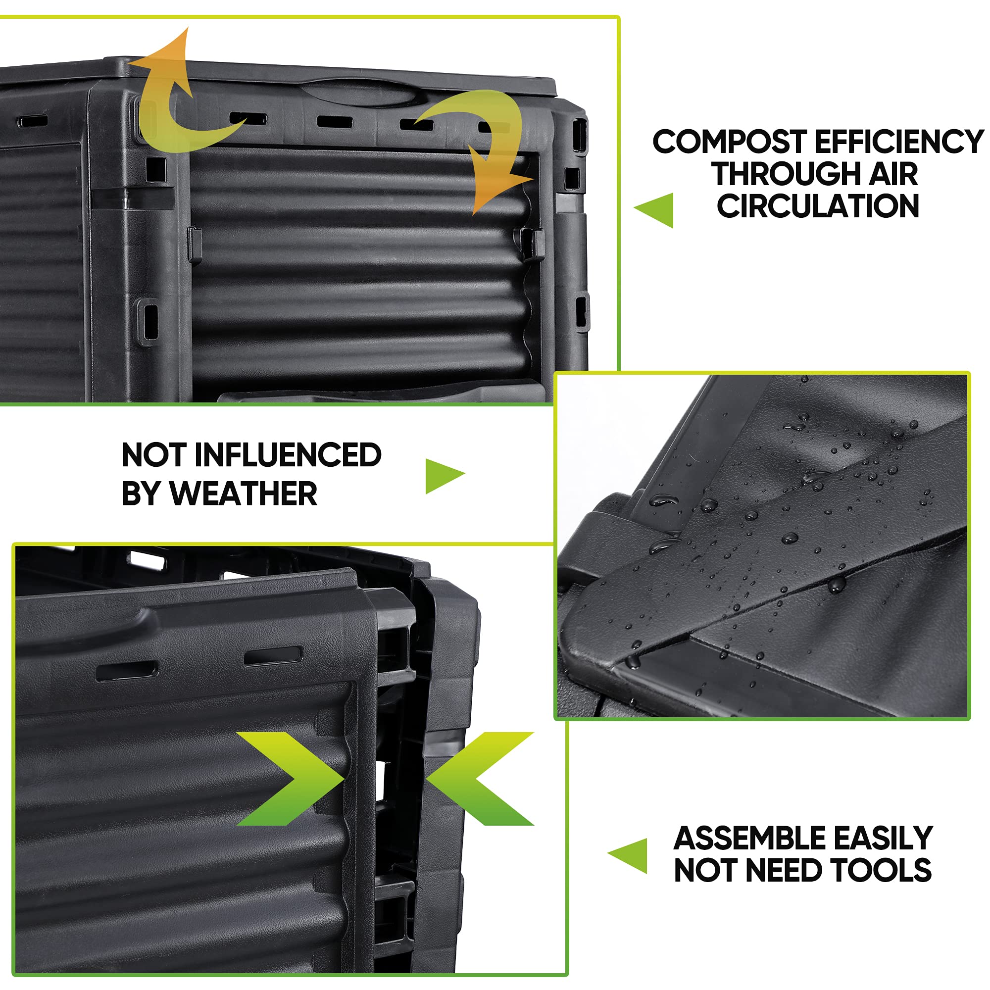 300L Large Garden Outdoor Compost Bin Composter BPA Free Compost Barrel V324-GDCOBIN-300L