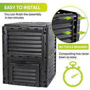 300L Large Garden Outdoor Compost Bin Composter BPA Free Compost Barrel V324-GDCOBIN-300L