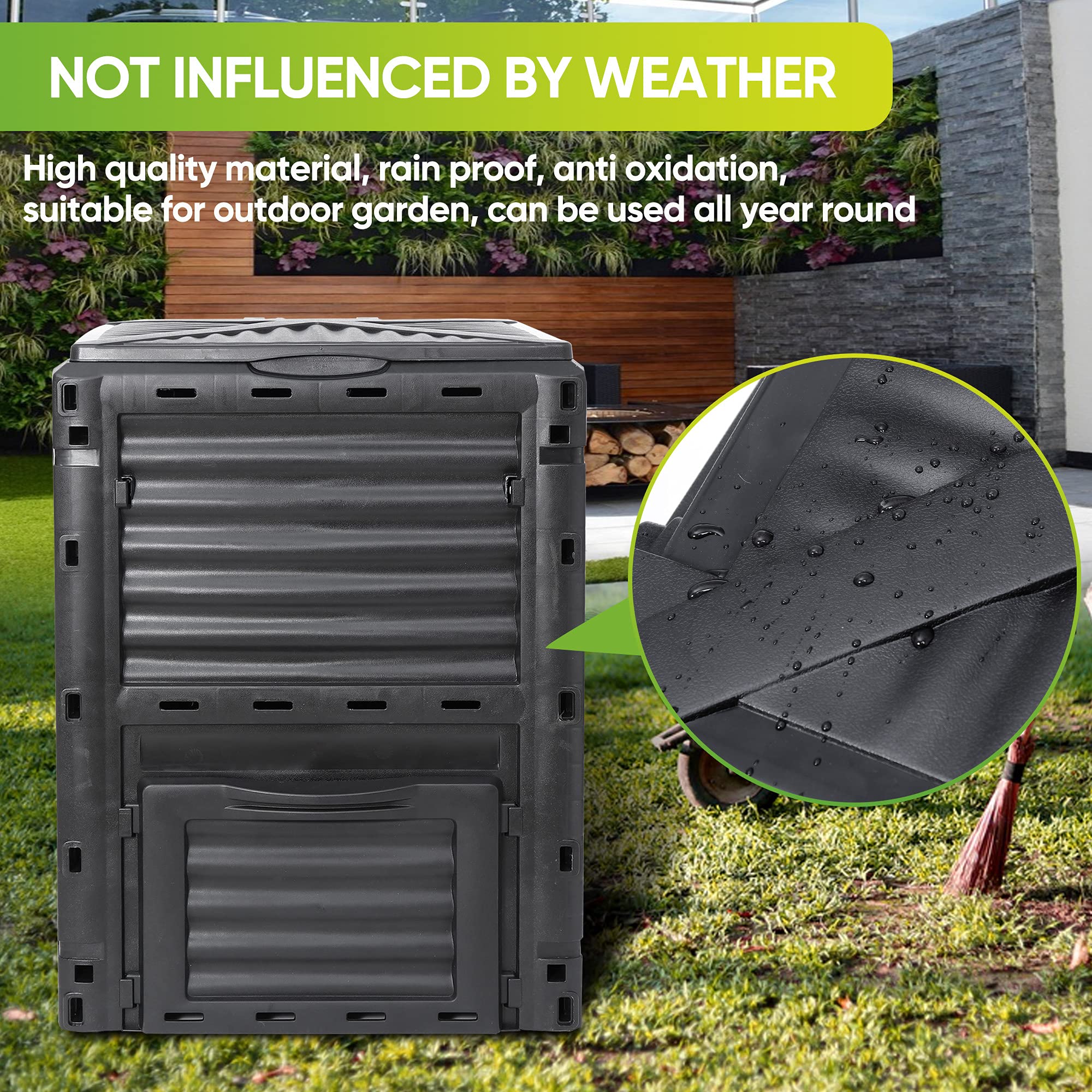 300L Large Garden Outdoor Compost Bin Composter BPA Free Compost Barrel V324-GDCOBIN-300L