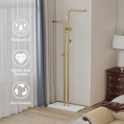 Metal Coat Rack Marble Base Hooks Clothes Coats Bag Tree Hat Display Hanger Stand Organiser 2 Pole V324-H-CRACKGDWH-D