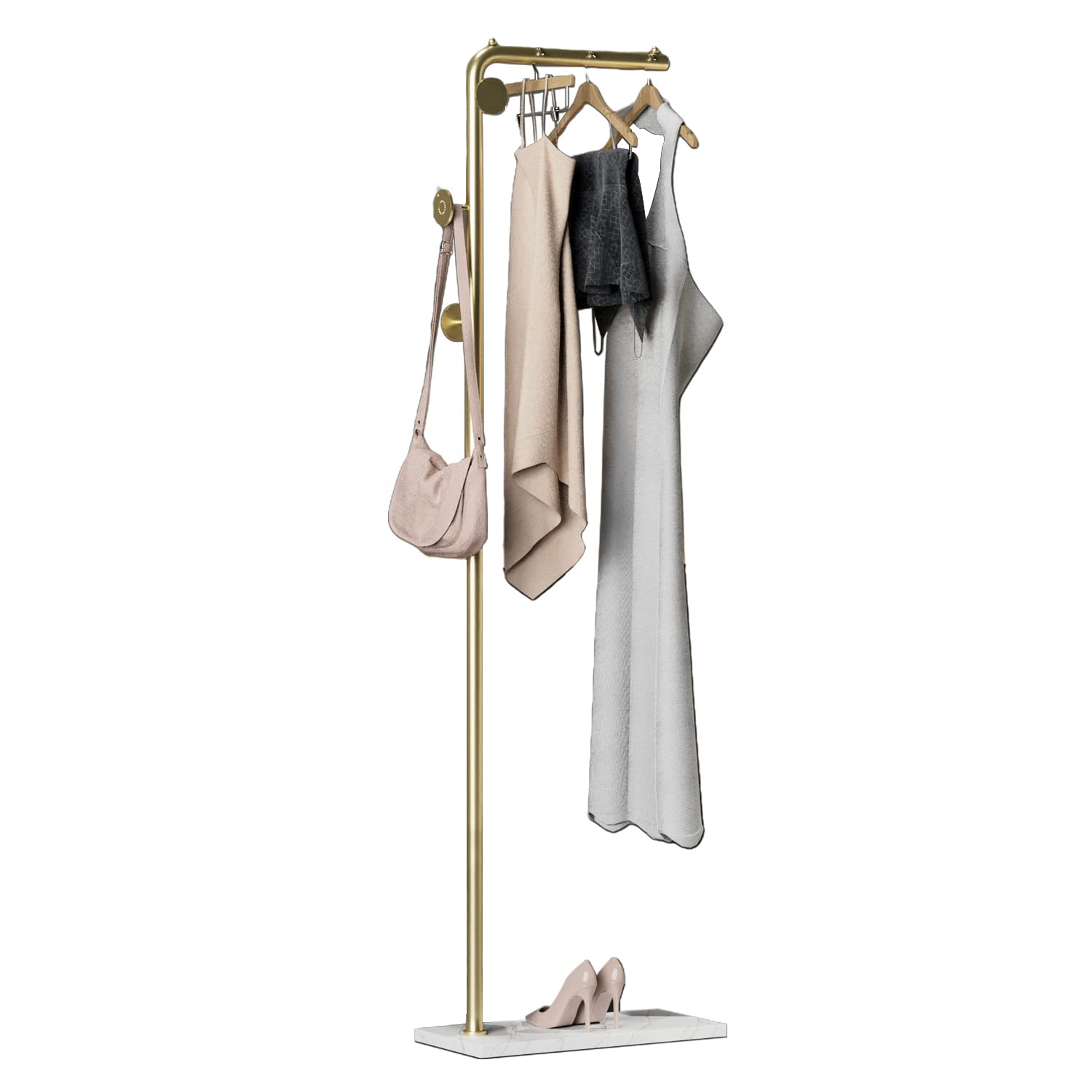 Metal Coat Rack Marble Base Hooks Clothes Coats Bag Tree Hat Display Hanger Stand Organiser V324-H-CRACKGDWH-S