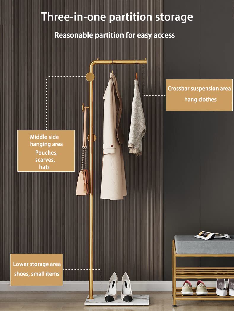 Metal Coat Rack Marble Base Hooks Clothes Coats Bag Tree Hat Display Hanger Stand Organiser V324-H-CRACKGDWH-S