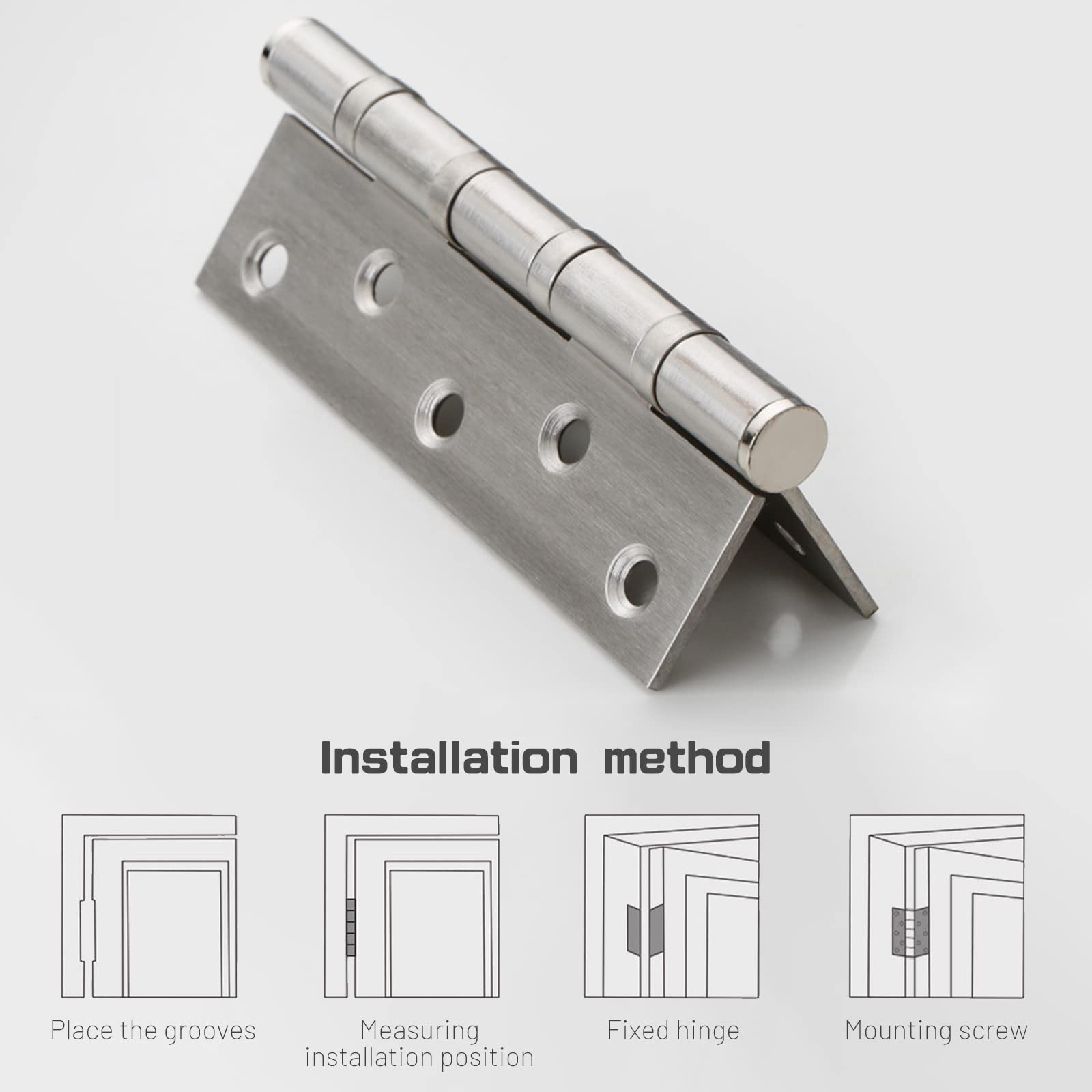 304 Flat Pin Hinge Spring 2Pack 100mm Folding Butt Door Cabinet Hinges Folding Furniture Hardware V324-HG-2PC25405