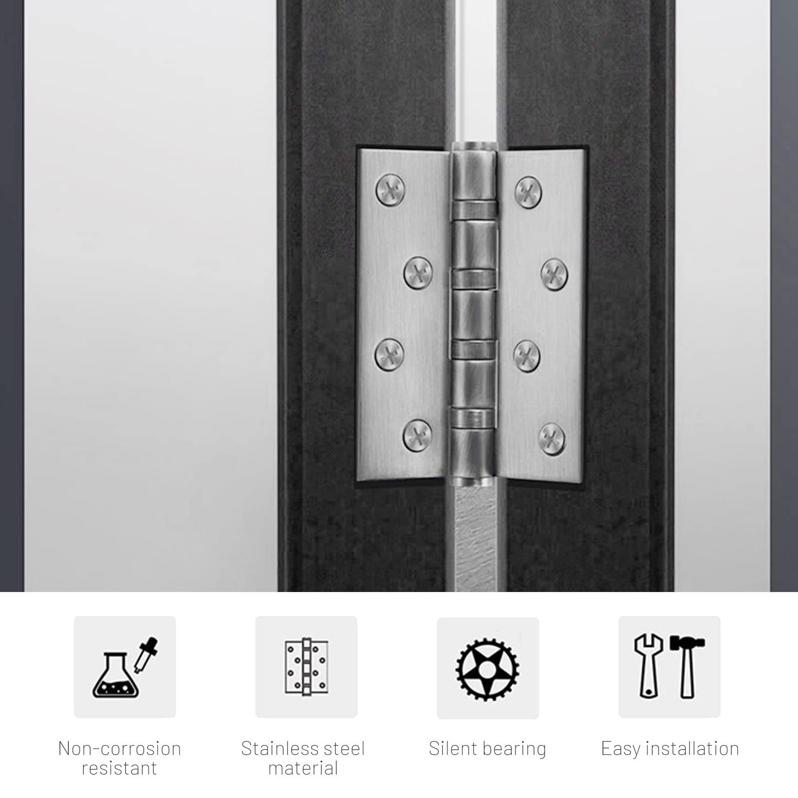 304 Flat Pin Hinge Spring 2Pack 100mm Folding Butt Door Cabinet Hinges Folding Furniture Hardware V324-HG-2PC25405