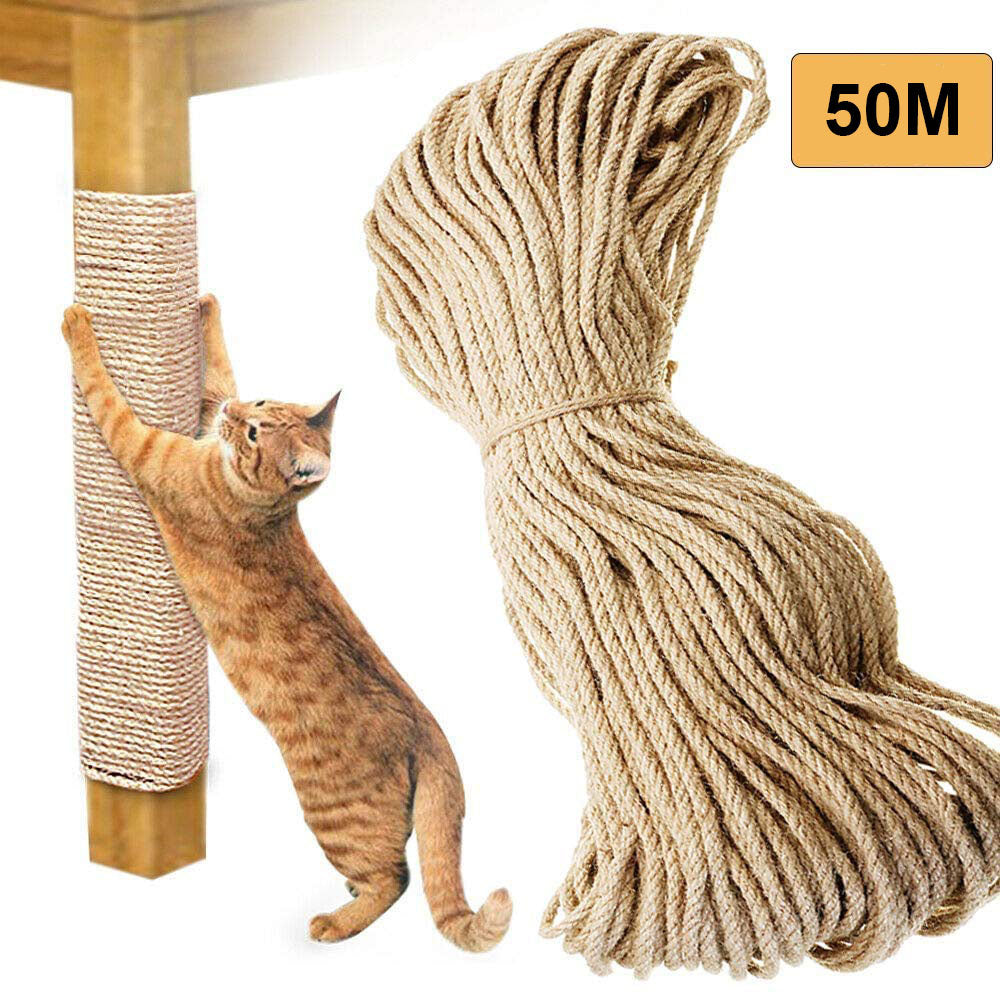 50m Sisal 10mm Rope Natural Twine Cord Thick Jute Hemp Manila Crafting Home Decor V324-HO-10MMSROPE