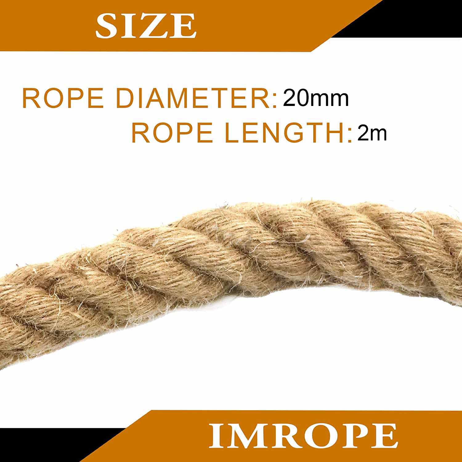 2m Sisal 20mm Rope Natural Twine Cord Thick Jute Hemp Manila Crafting Home Decor V324-HO-20MMSROPE2M