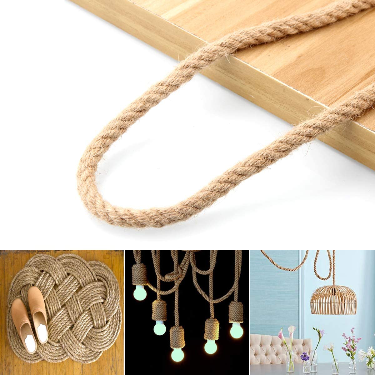 2m Sisal 20mm Rope Natural Twine Cord Thick Jute Hemp Manila Crafting Home Decor V324-HO-20MMSROPE2M