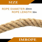 50m Sisal 20mm Rope Natural Twine Cord Thick Jute Hemp Manila Crafting Home Decor V324-HO-20MMSROPE50M