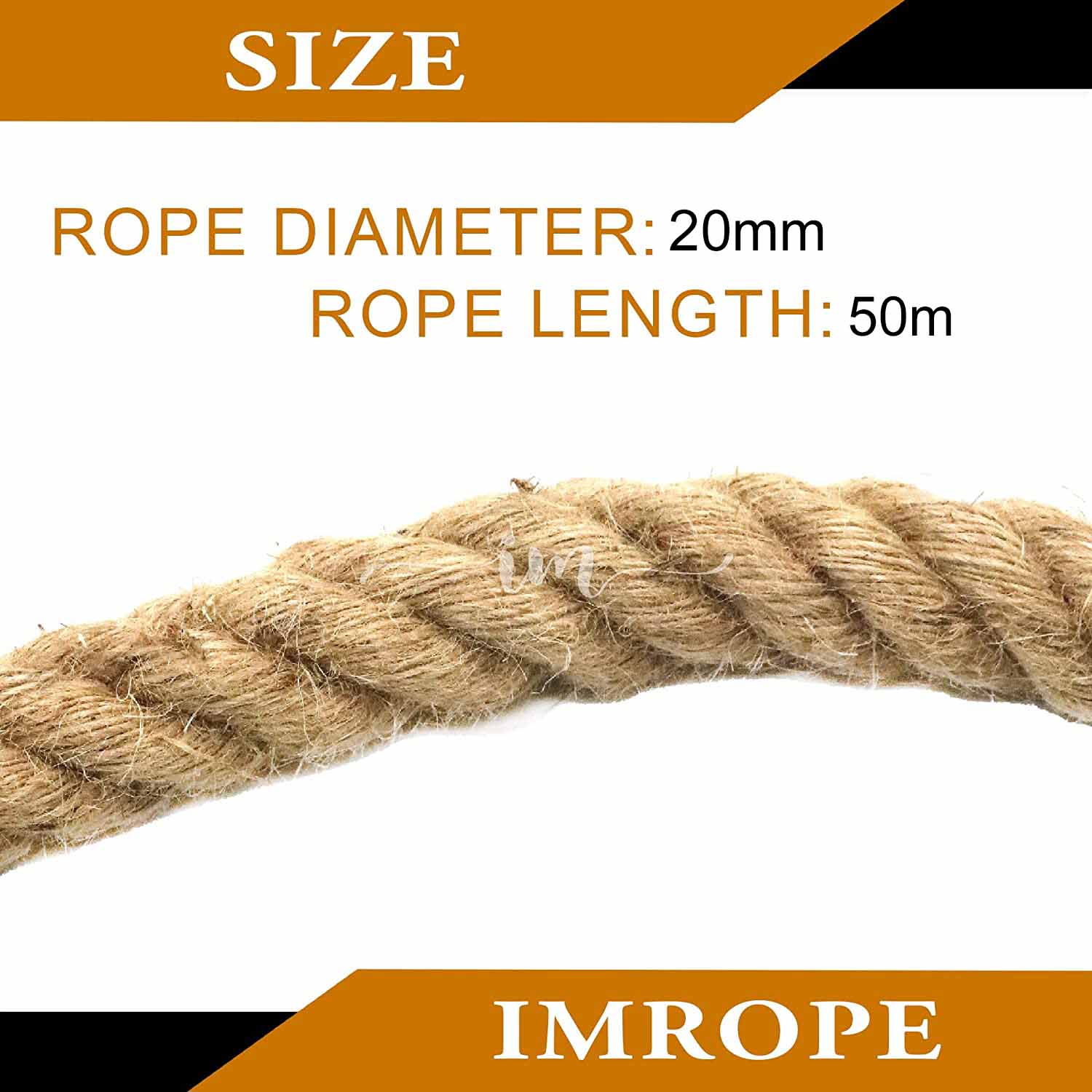 50m Sisal 20mm Rope Natural Twine Cord Thick Jute Hemp Manila Crafting Home Decor V324-HO-20MMSROPE50M