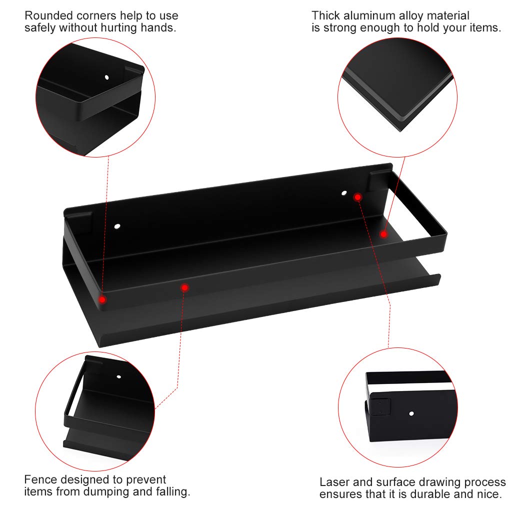Black Bathroom Shower Shelf Kitchen Rack Storage Shelves Shampoo Holder Organizer V324-HO-23TOWHOLD-BK