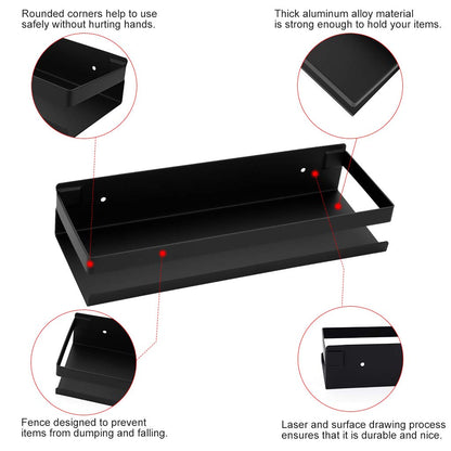 Black Bathroom Shower Shelf Kitchen Rack Storage Shelves Shampoo Holder Organizer V324-HO-23TOWHOLD-BK