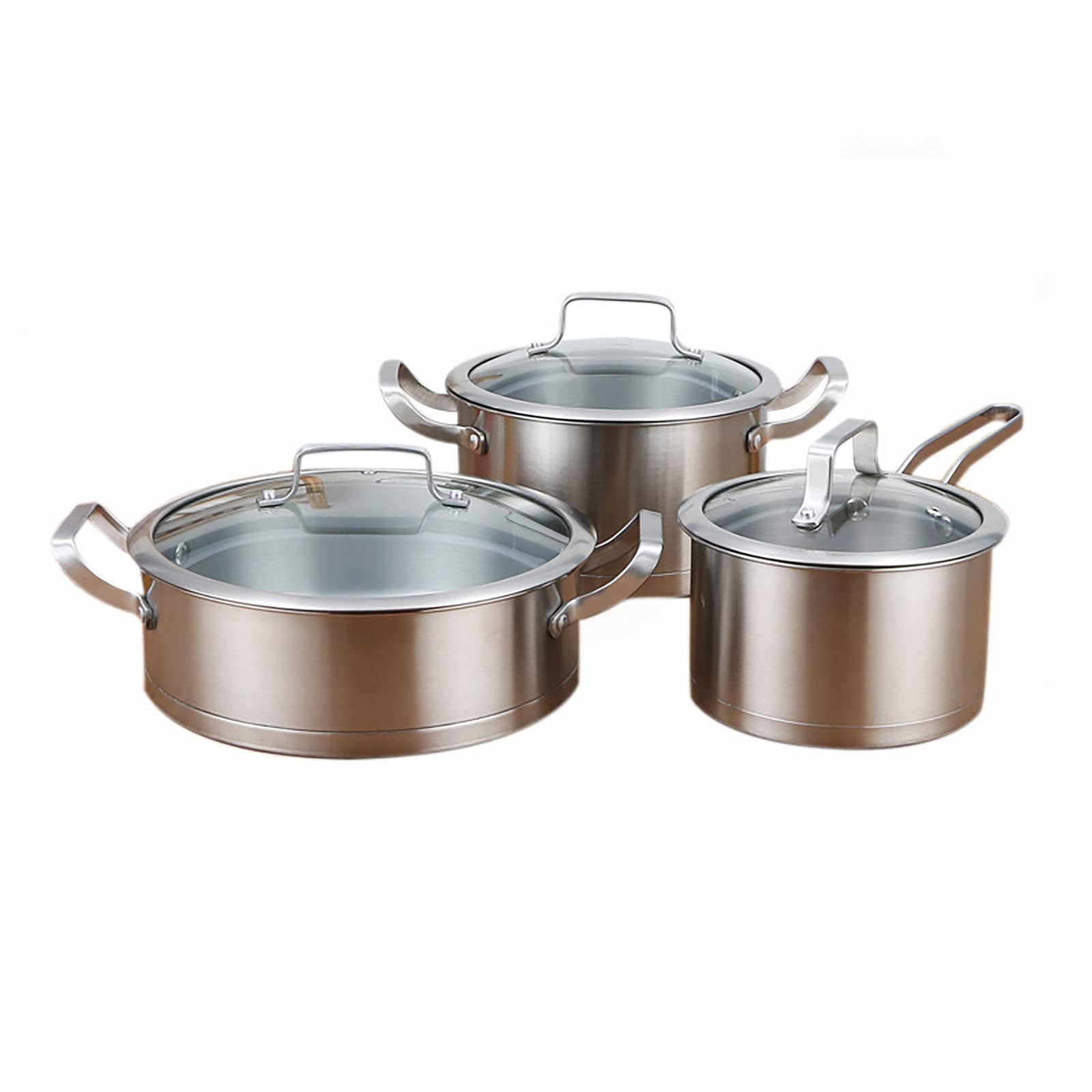 6 Pc Kitchen Sauce Pan Pots Set 430 Stainless Steel Cookware Set Milk stock Pot Pans Set V324-HO-3PC430POT
