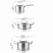 6 Pc Kitchen Sauce Pan Pots Set 430 Stainless Steel Cookware Set Milk stock Pot Pans Set V324-HO-3PC430POT