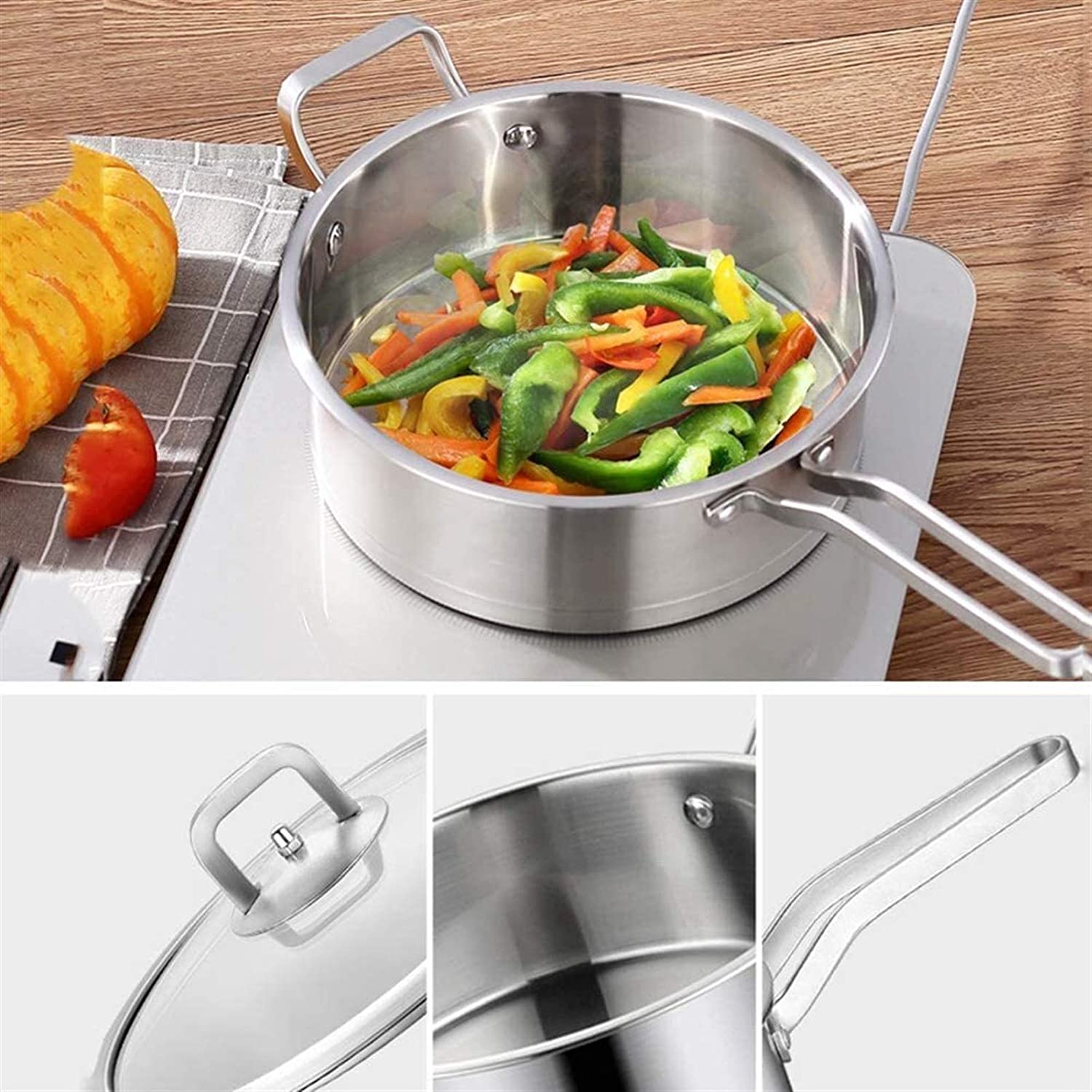 6 Pc Kitchen Sauce Pan Pots Set 430 Stainless Steel Cookware Set Milk stock Pot Pans Set V324-HO-3PC430POT