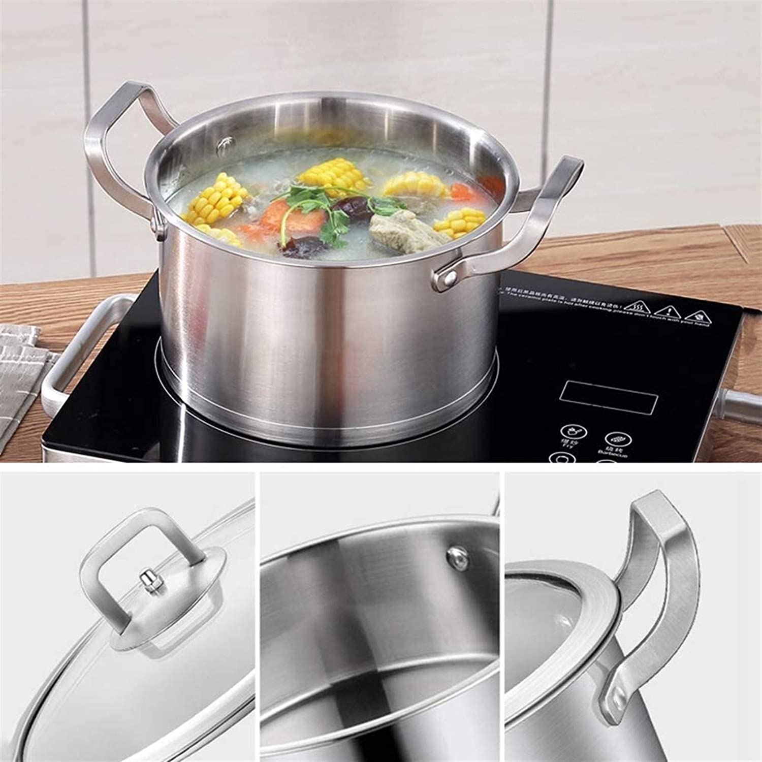 6 Pc Kitchen Sauce Pan Pots Set 430 Stainless Steel Cookware Set Milk stock Pot Pans Set V324-HO-3PC430POT