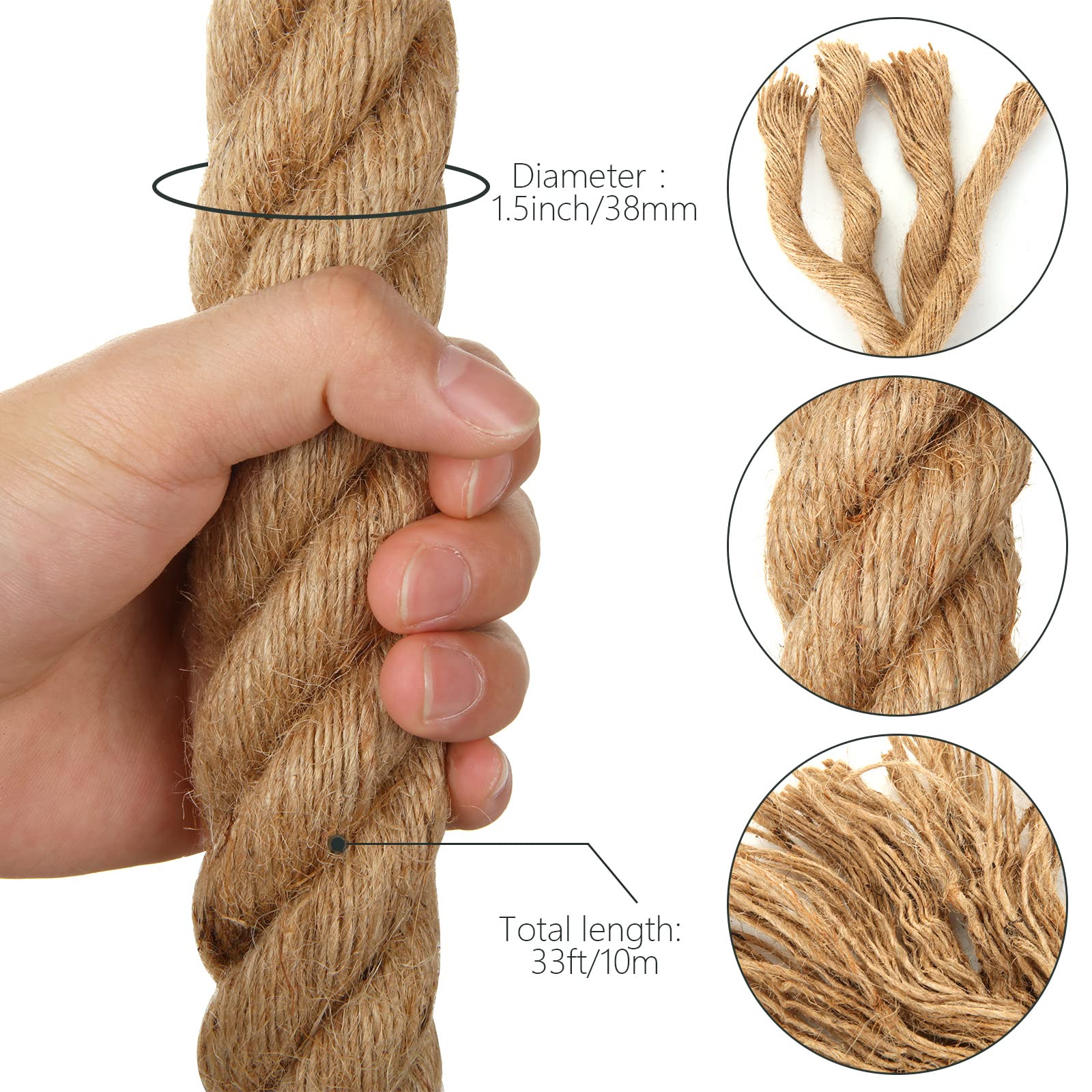 10m Sisal 40mm Rope Natural Twine Cord Thick Jute Hemp Manila Crafting Home Decor V324-HO-40MMSROPE10M