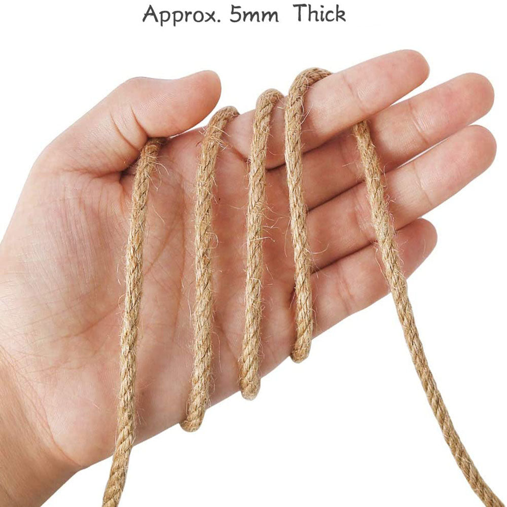 100m Sisal 5mm Rope Natural Twine Cord Thick Jute Hemp Manila Crafting Home Decor V324-HO-5MMSROPE