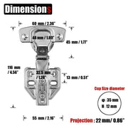 8 Pack 304 Stainless Steel Cabinet Hinges 100 Degree Soft Closing Insert Overlay Door Hinge Nickel Plated V324-HO-8XINHINGE