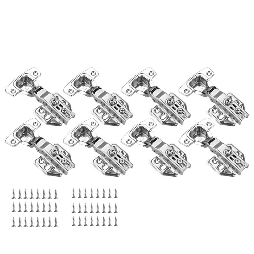 8 Pack 304 Stainless Steel Cabinet Hinges 100 Degree Soft Closing half Overlay Door Hinge Nickel Plated Finish V324-HO-8XPHINGE