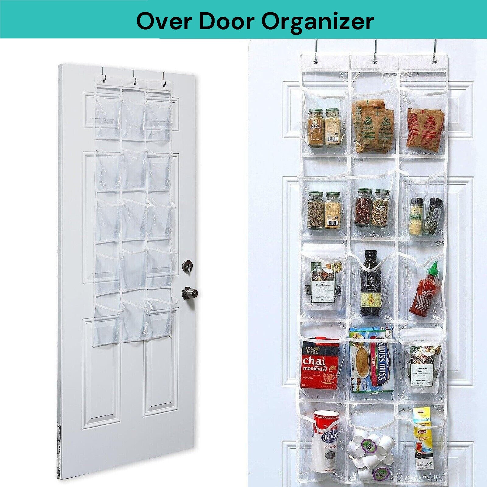 15 Pockets Over The Door Rack Hanging Kitchen Organizer Pantry Organizer Shoe Storage V324-HO-DSTORAGEPVC15PO