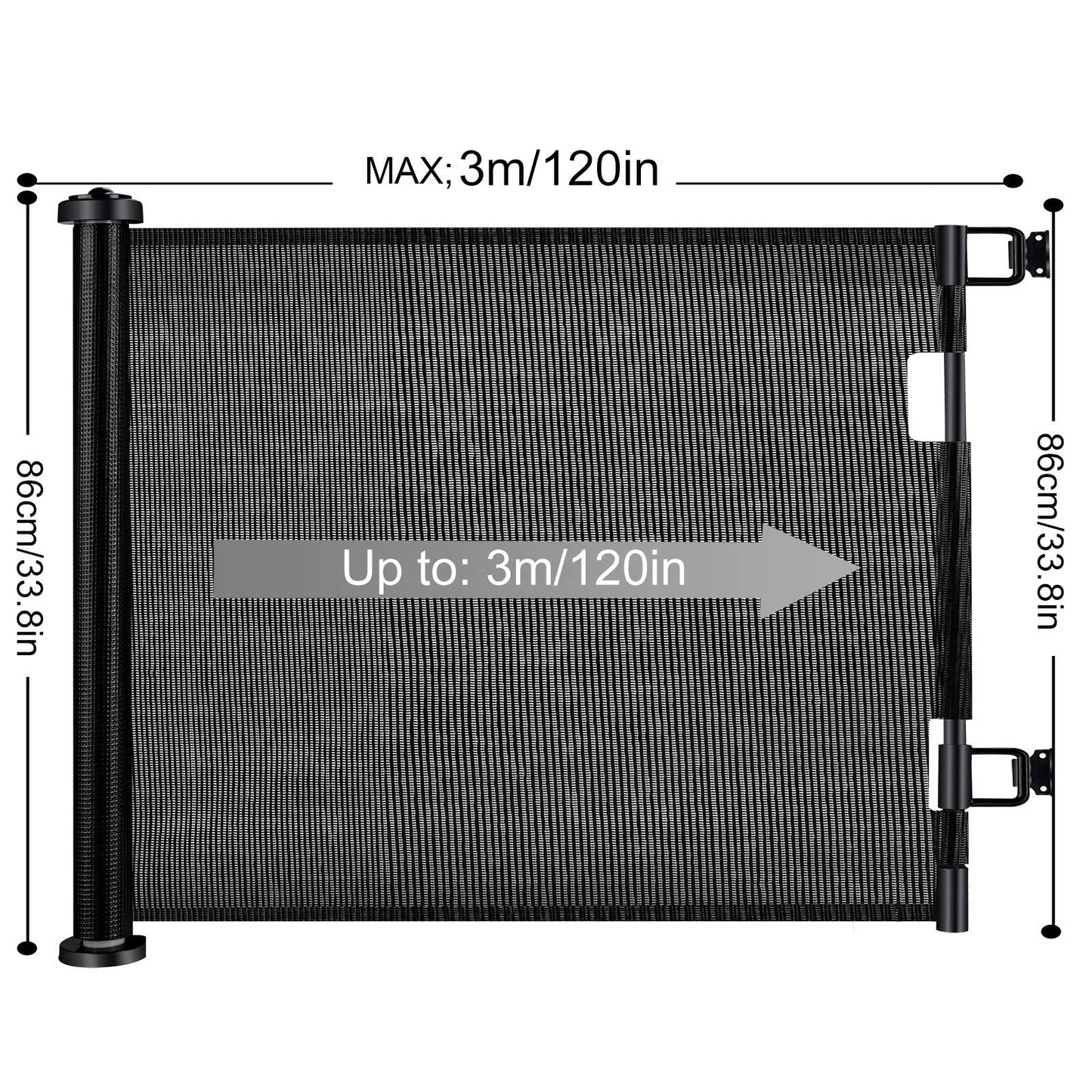 Retractable 3M Doorways Hallways Stairs Baby Gate Dog Pet Gate Indoor Outdoor Safety Gates V324-HO-GATEBK3M