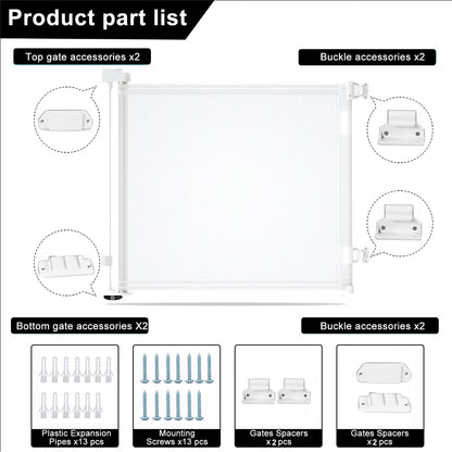 Retractable 1.5M Doorways Hallways Stairs Baby Gate Dog Pet Gate Indoor Outdoor Safety Gates White V324-HO-GATEWH15M