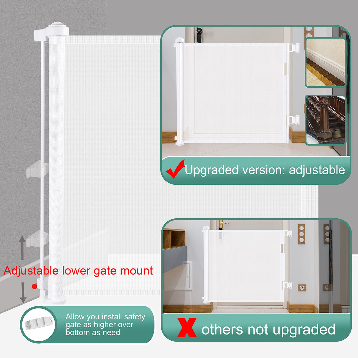 Retractable 3M Doorways Hallways Stairs Baby Gate Dog Pet Gate Indoor Outdoor Safety Gates White V324-HO-GATEWH3M