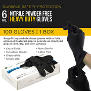 100x Nitrile Black Industrial Mechanic Tattoo Food Disposable Gloves Medium V324-HO-GLOVEMED