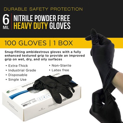100x Nitrile Black Industrial Mechanic Tattoo Food Disposable Gloves Medium V324-HO-GLOVEMED