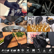100x Nitrile Black Industrial Mechanic Tattoo Food Disposable Gloves Medium V324-HO-GLOVEMED