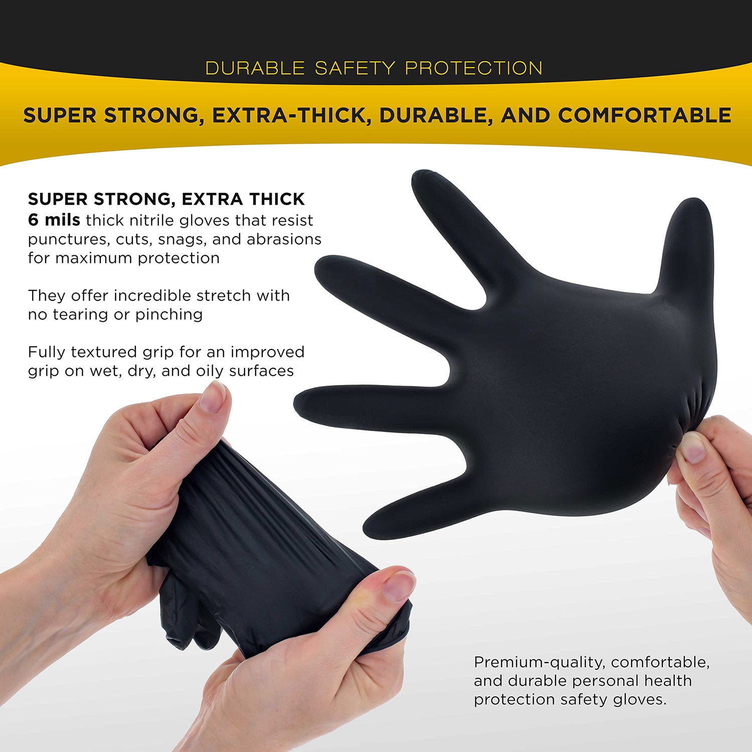 100x Nitrile Black Industrial Mechanic Tattoo Food Disposable Gloves Large V324-HO-GLOVEXL