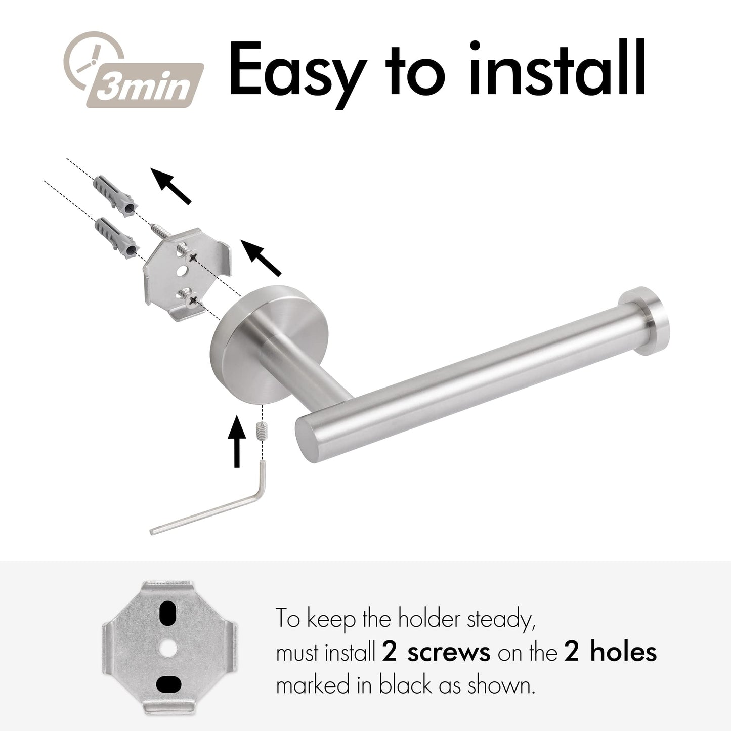 Toilet Paper Holder Bathroom Paper Roll Holder Roll Holder brushed Silver Wall Mount 304 V324-HO-TPHOLD-DKSI