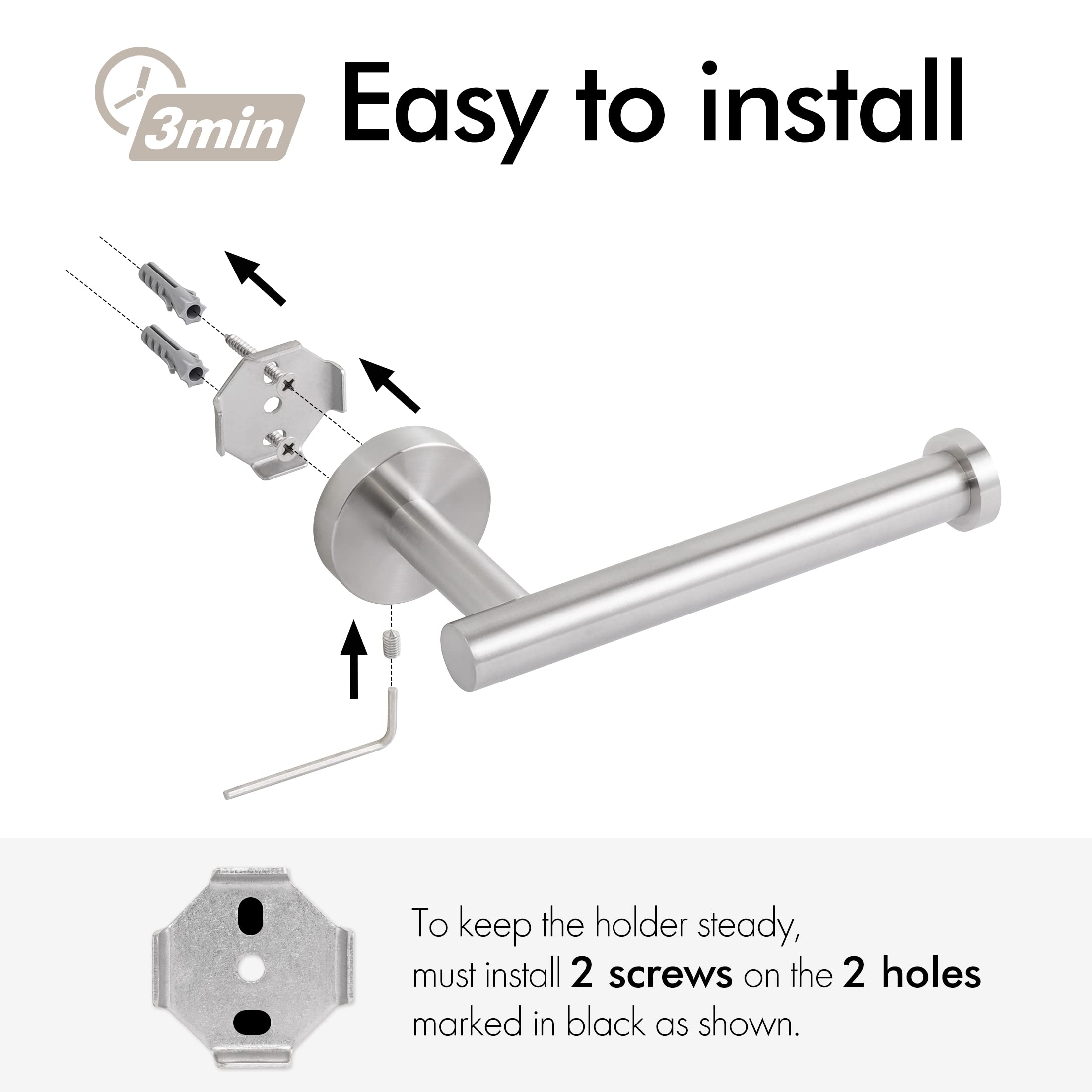 Toilet Paper Holder Bathroom Paper Roll Holder Roll Holder brushed Silver Wall Mount 304 V324-HO-TPHOLD-DKSI