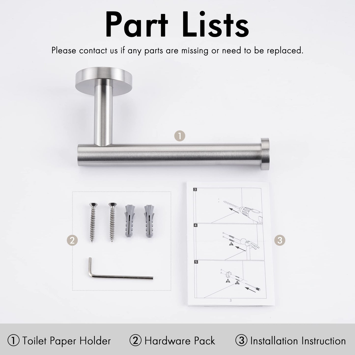 Toilet Paper Holder Bathroom Paper Roll Holder Roll Holder brushed Silver Wall Mount 304 V324-HO-TPHOLD-DKSI