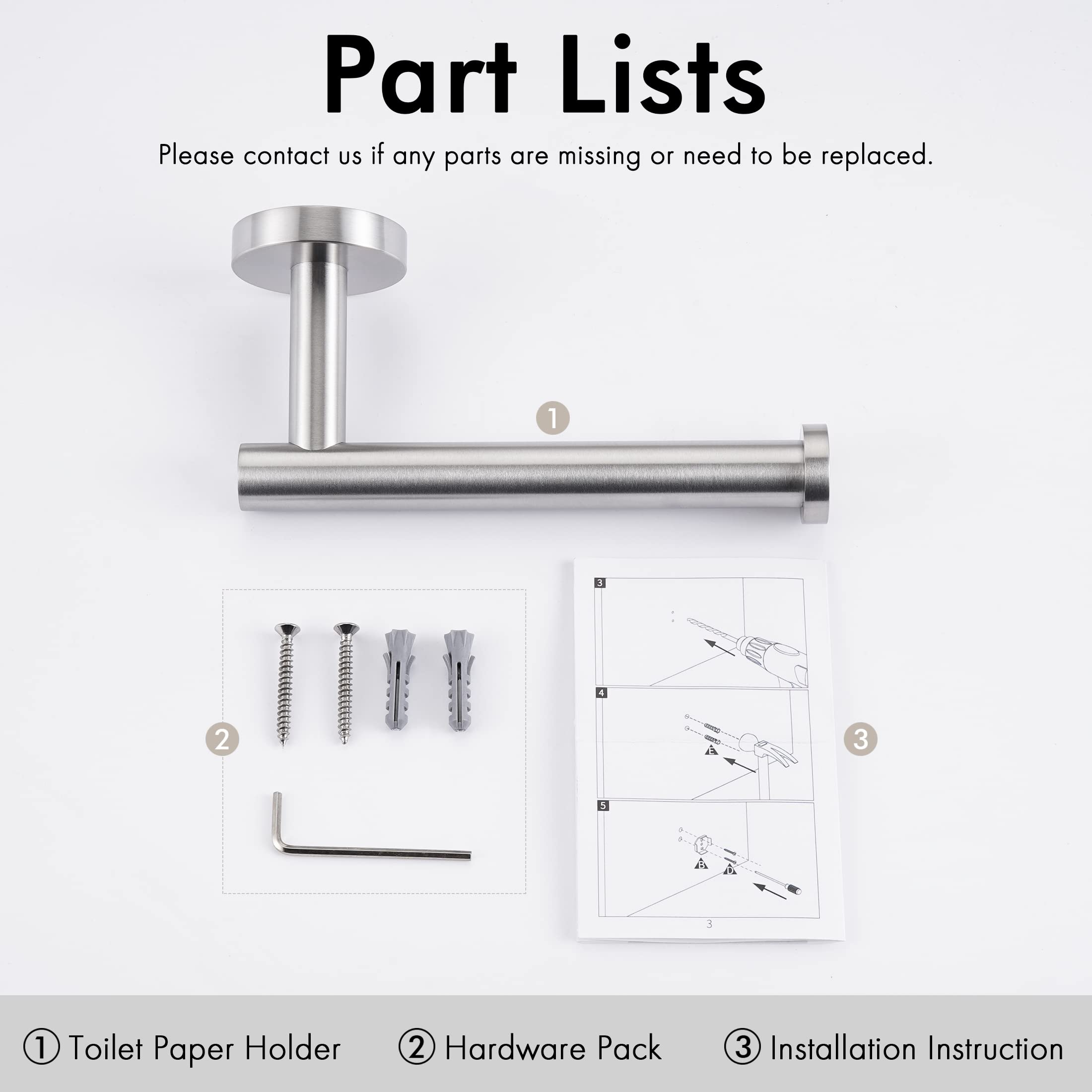 Toilet Paper Holder Bathroom Paper Roll Holder Roll Holder brushed Silver Wall Mount 304 V324-HO-TPHOLD-DKSI