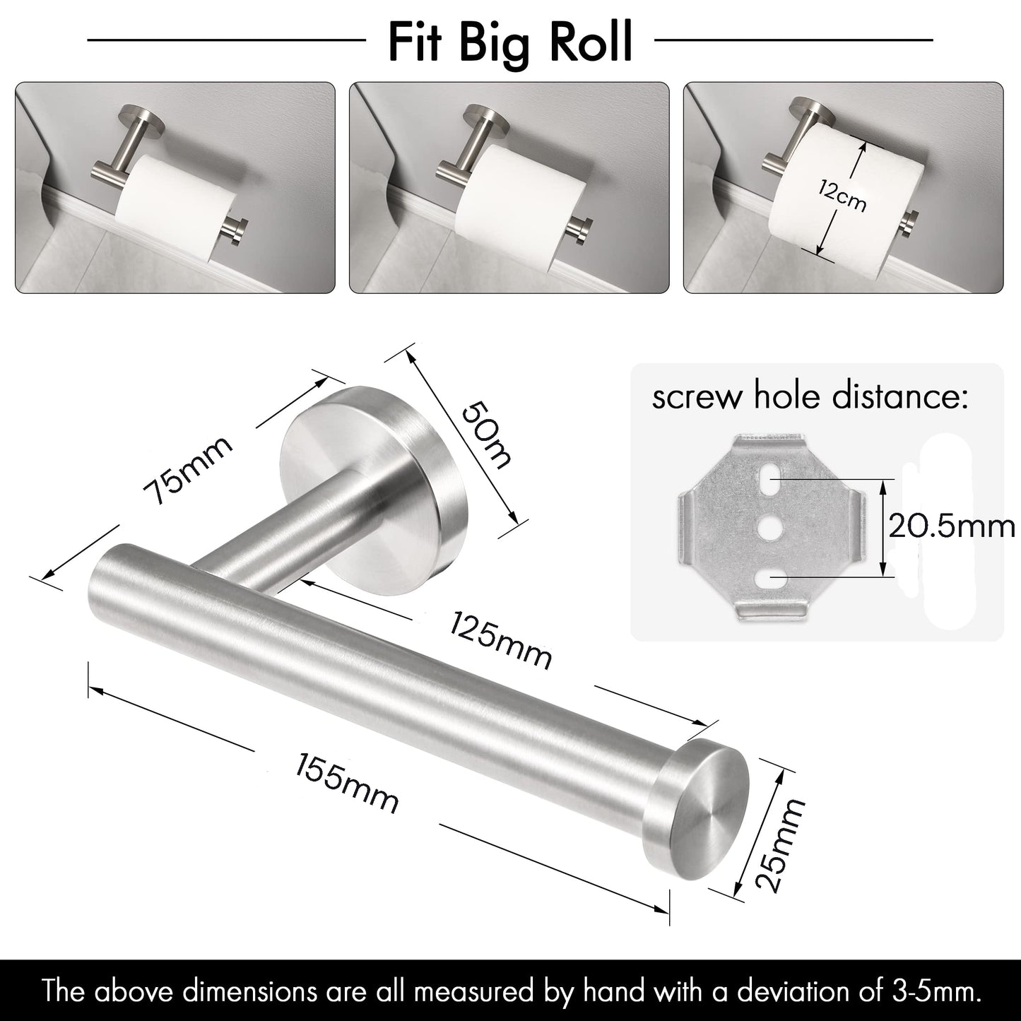 Toilet Paper Holder Bathroom Paper Roll Holder Roll Holder brushed Silver Wall Mount 304 V324-HO-TPHOLD-DKSI