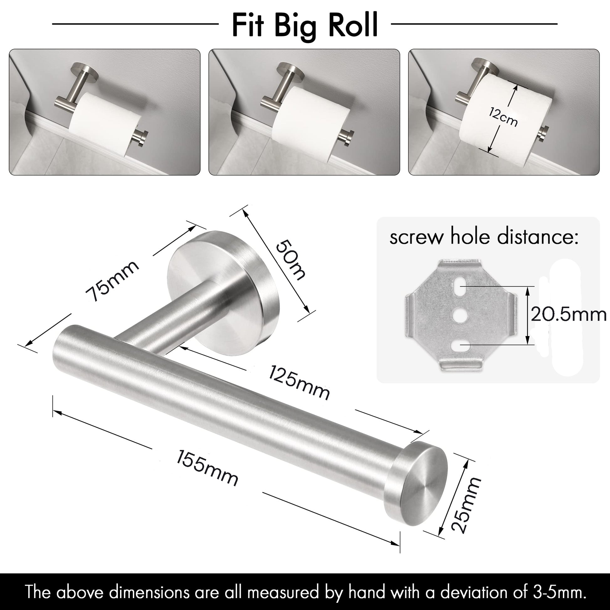 Toilet Paper Holder Bathroom Paper Roll Holder Roll Holder brushed Silver Wall Mount 304 V324-HO-TPHOLD-DKSI