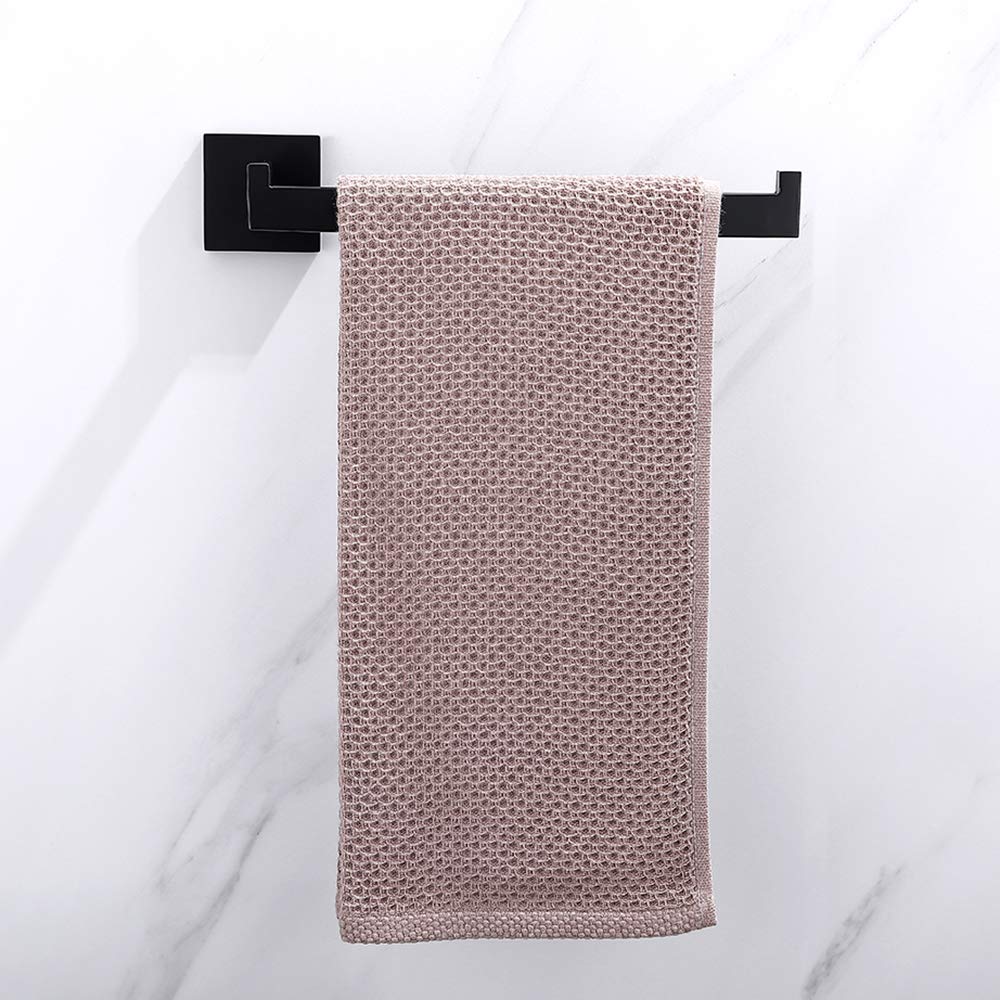 Square Hand Towel Holder Ring Wall Mounted Modern Towel Bar Bathroom Kitchen Black V324-HO-TTHOLD-BK