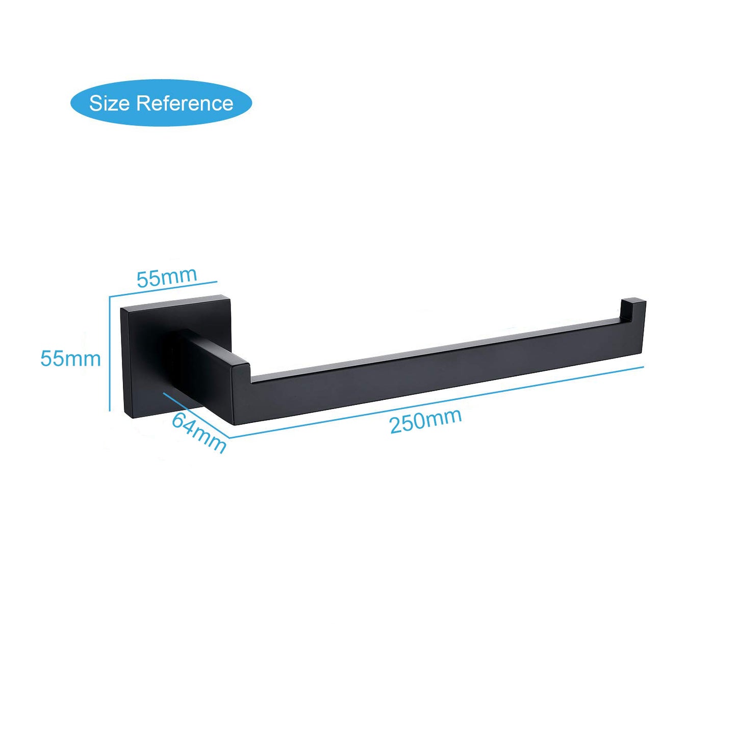 Square Hand Towel Holder Ring Wall Mounted Modern Towel Bar Bathroom Kitchen Black V324-HO-TTHOLD-BK