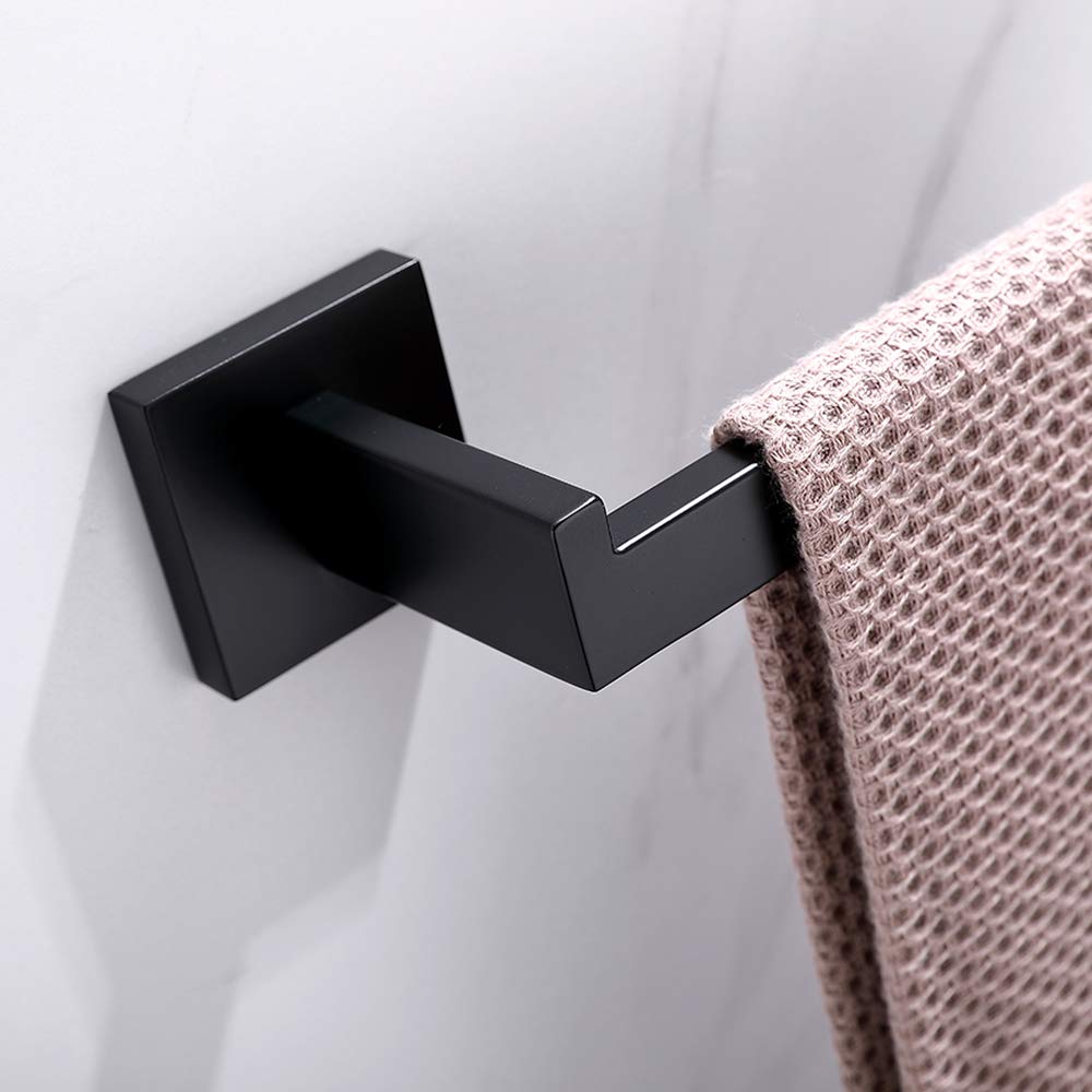 Square Hand Towel Holder Ring Wall Mounted Modern Towel Bar Bathroom Kitchen Black V324-HO-TTHOLD-BK
