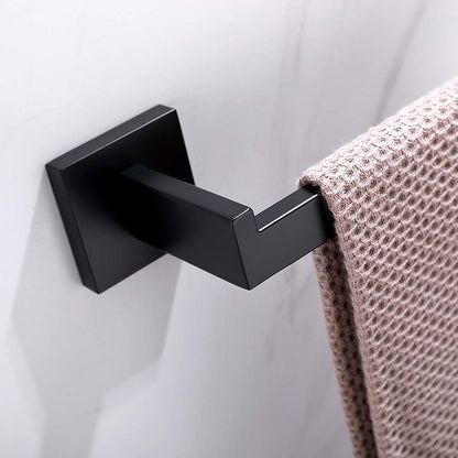 Square Hand Towel Holder Ring Wall Mounted Modern Towel Bar Bathroom Kitchen Black V324-HO-TTHOLD-BK