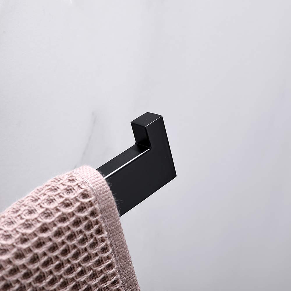 Square Hand Towel Holder Ring Wall Mounted Modern Towel Bar Bathroom Kitchen Black V324-HO-TTHOLD-BK