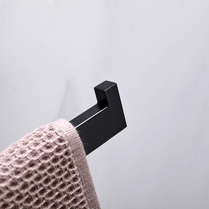 Square Hand Towel Holder Ring Wall Mounted Modern Towel Bar Bathroom Kitchen Black V324-HO-TTHOLD-BK