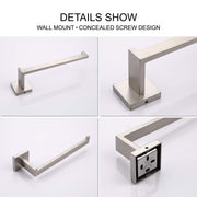 Square Hand Towel Holder Ring Wall Mounted Modern Towel Bar Bathroom Kitchen V324-HO-TTHOLD-SI