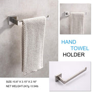 Square Hand Towel Holder Ring Wall Mounted Modern Towel Bar Bathroom Kitchen V324-HO-TTHOLD-SI